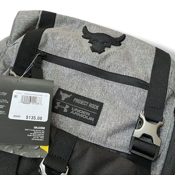 Under Armour X Project Rock Vanish Regiment “Heather Gray” Backpack 1325331-040 - Picture 2 of 9